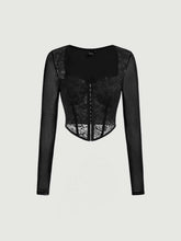 Hook and Eye Front Lace Crop Top.